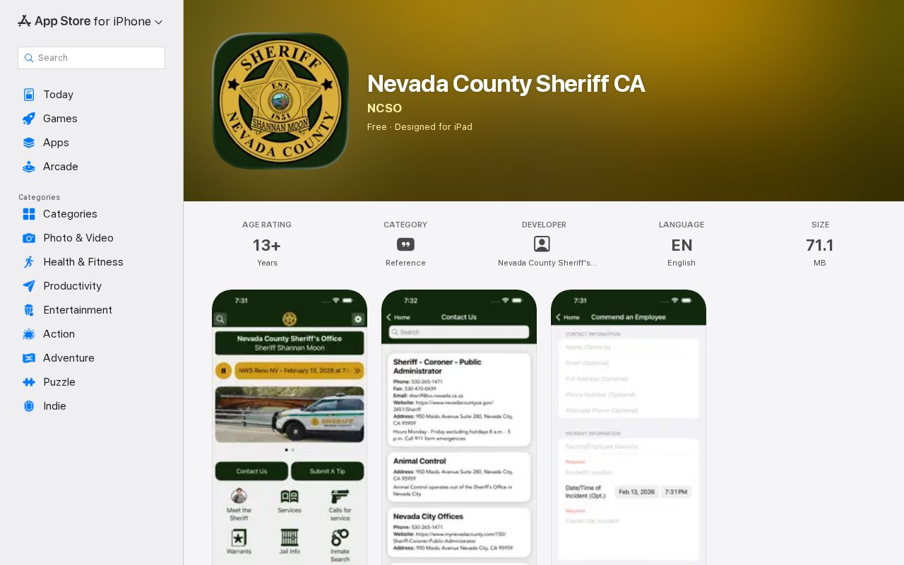Official Nevada County Sheriff app for news reports and tips